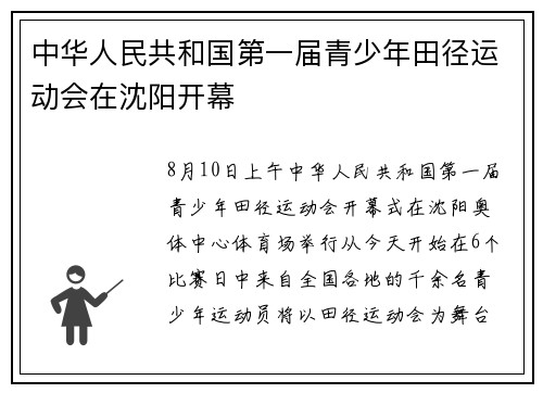 中华人民共和国第一届青少年田径运动会在沈阳开幕